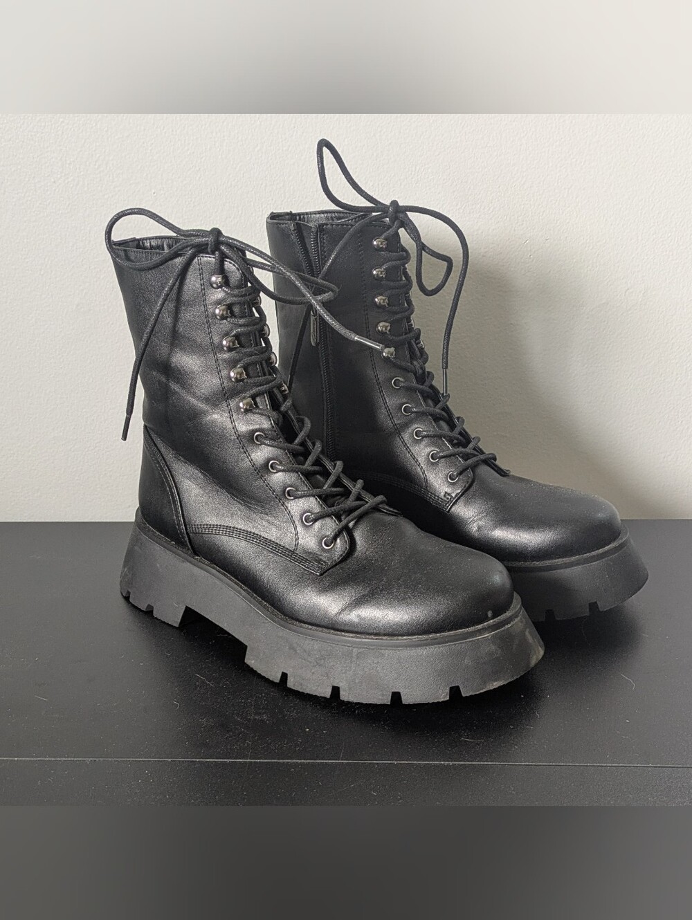 Circus by Sam Edelman Black Chunky Lug Sole Platform Combat Boots Size 10